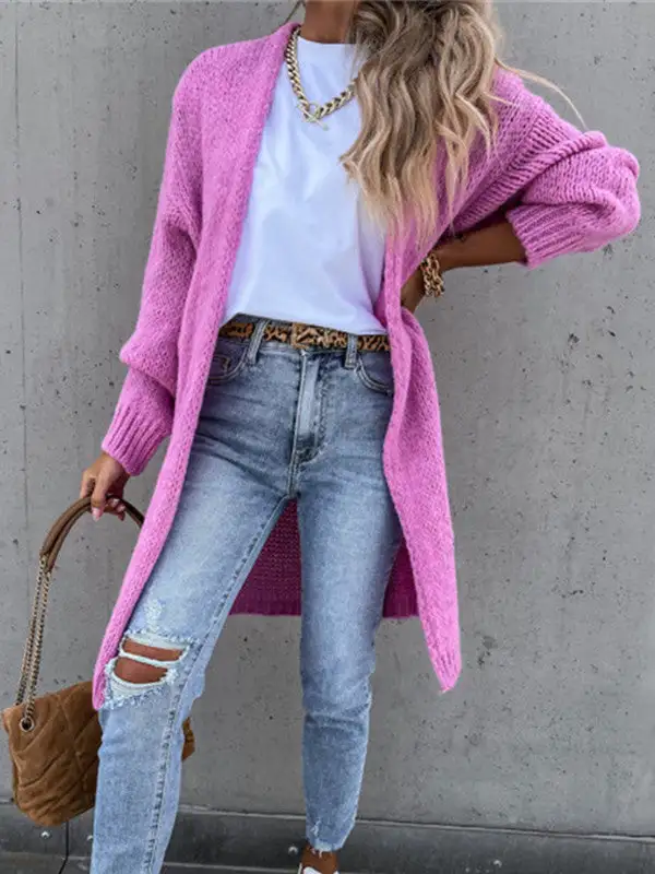 Solid Color Comfy Loose Sweater Cardigan