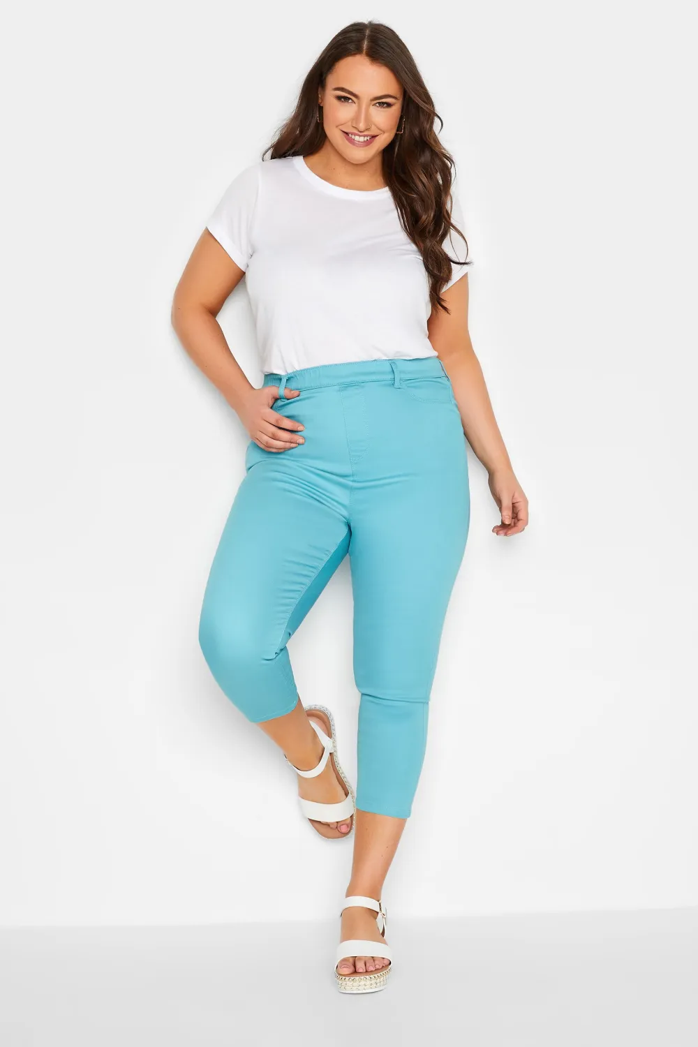 YOURS Curve Yellow Cropped Stretch GRACE Jeggings