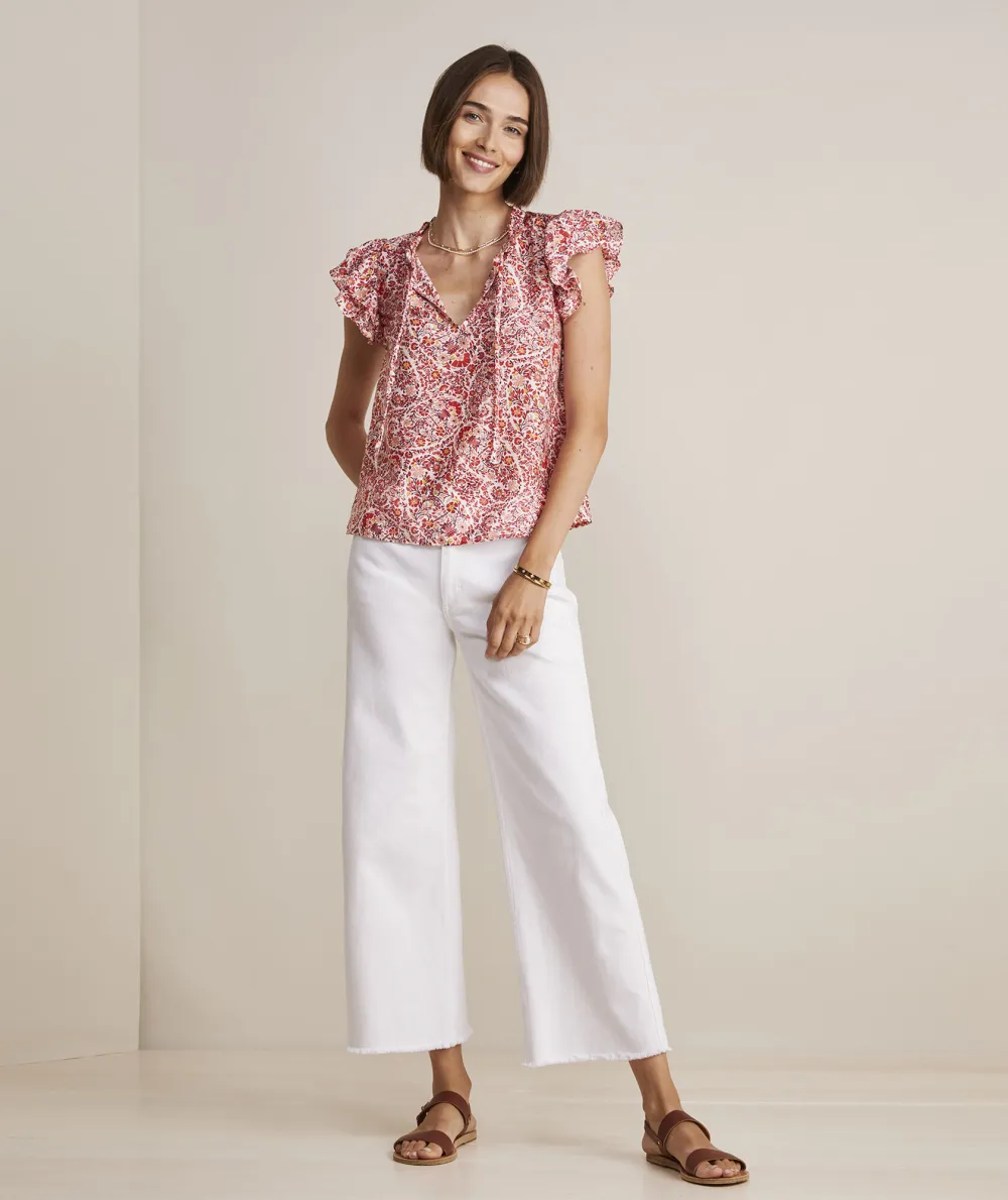 Fenwick Paisley Ruffle Sleeve Top