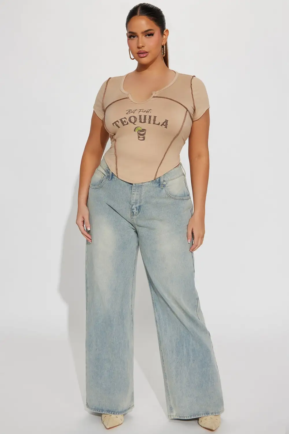 Tequila First Crop Top - Taupe