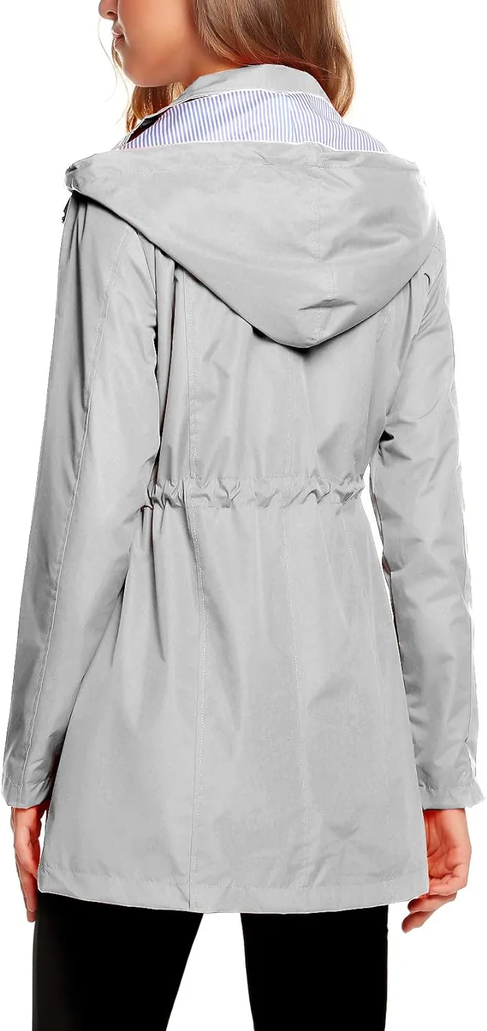Womens Lightweight Hooded Waterproof Active Outdoor Rain Jacket S-XXL