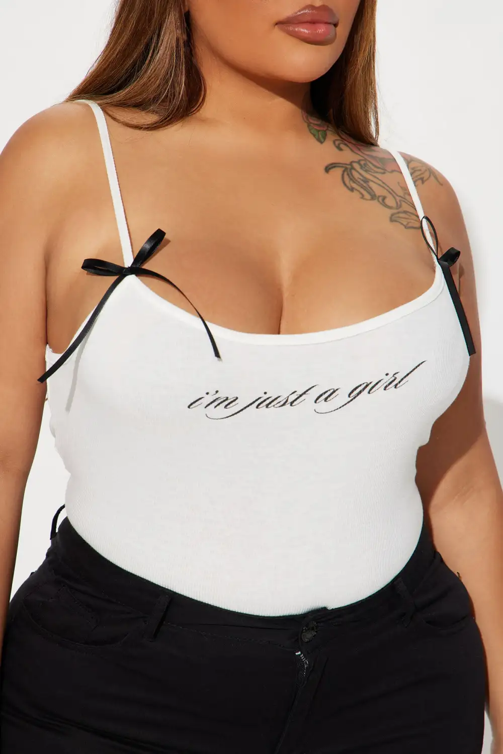 I'm Just A Girl Cami Top - White
