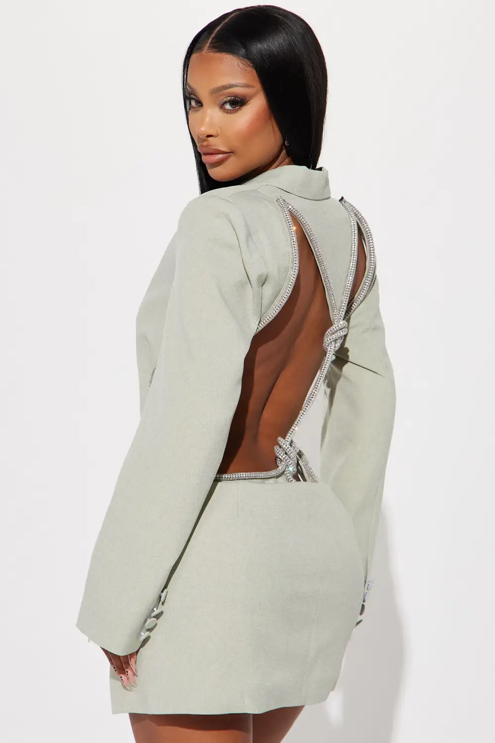 Gabriella Blazer Mini Dress - Sage/combo
