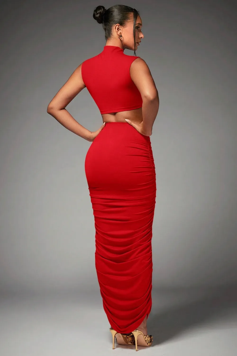 BAE Women's Mock Neck Pleated Crop Top And Skirt Set