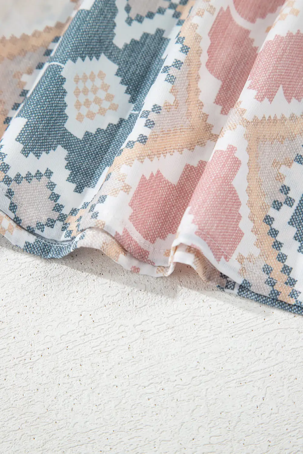 Geometric Print Western Inspired Tassel Detail Blouse