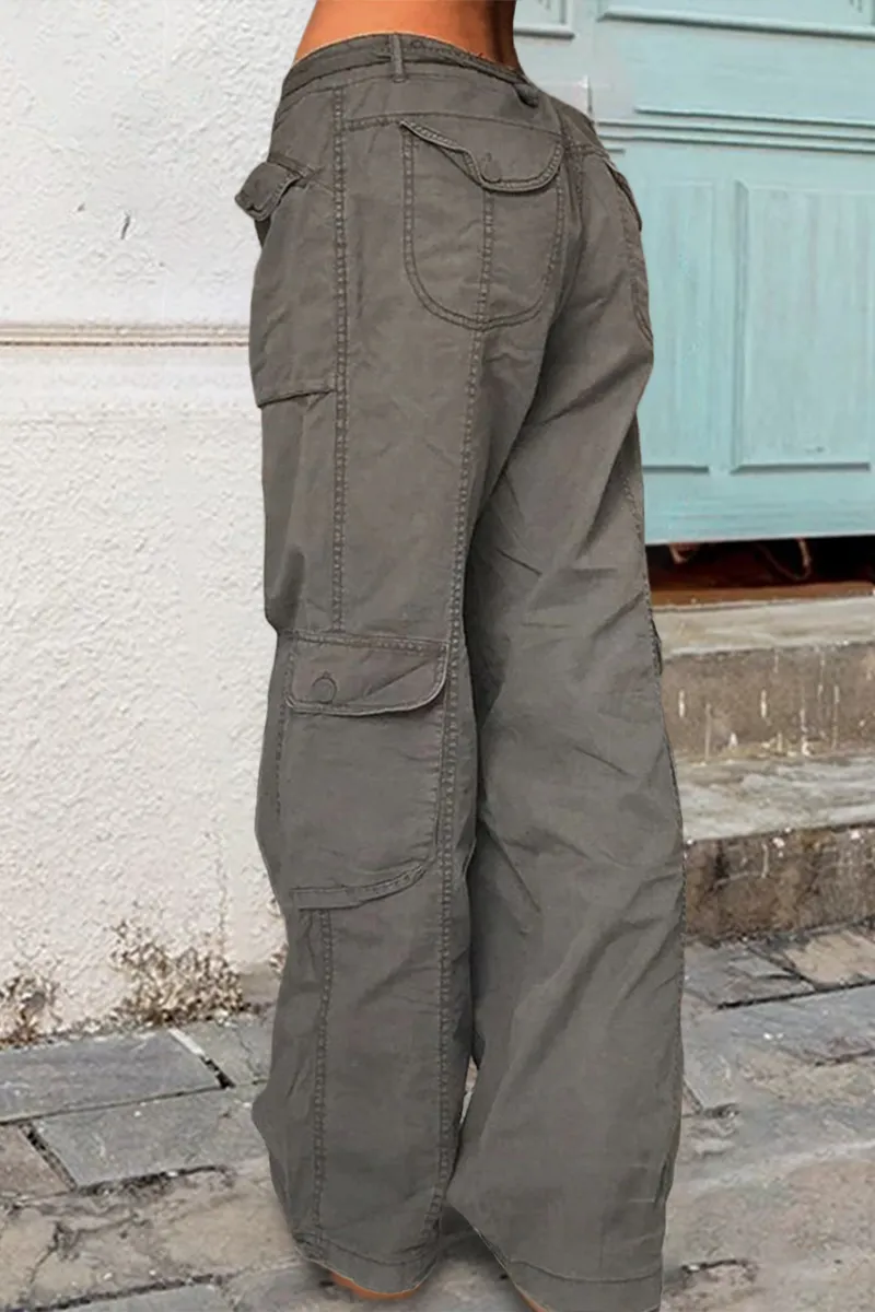 Low Waist Belted Flap Pocket Cargo Pants