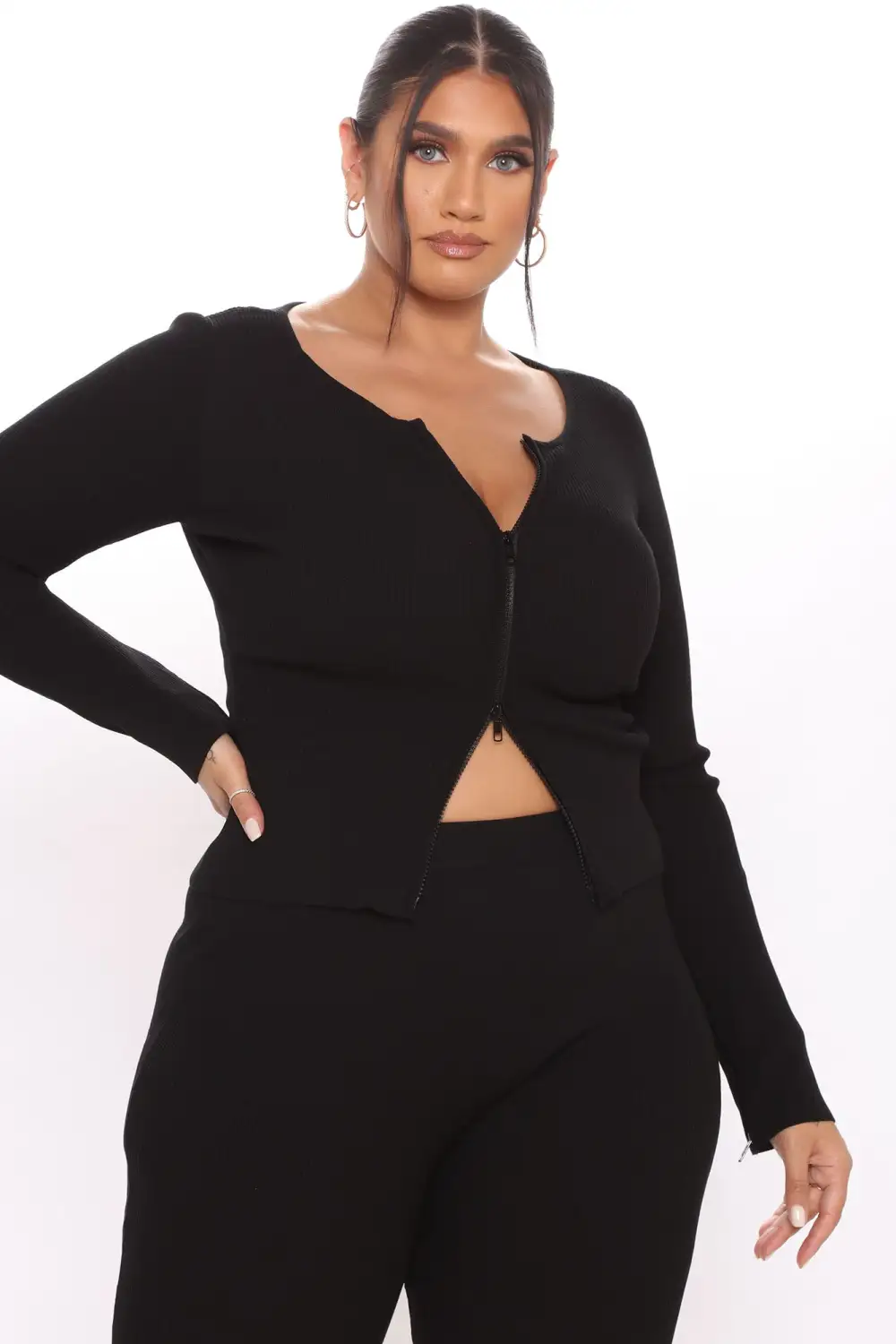 Wrong Way Sweater Pant Set - Black