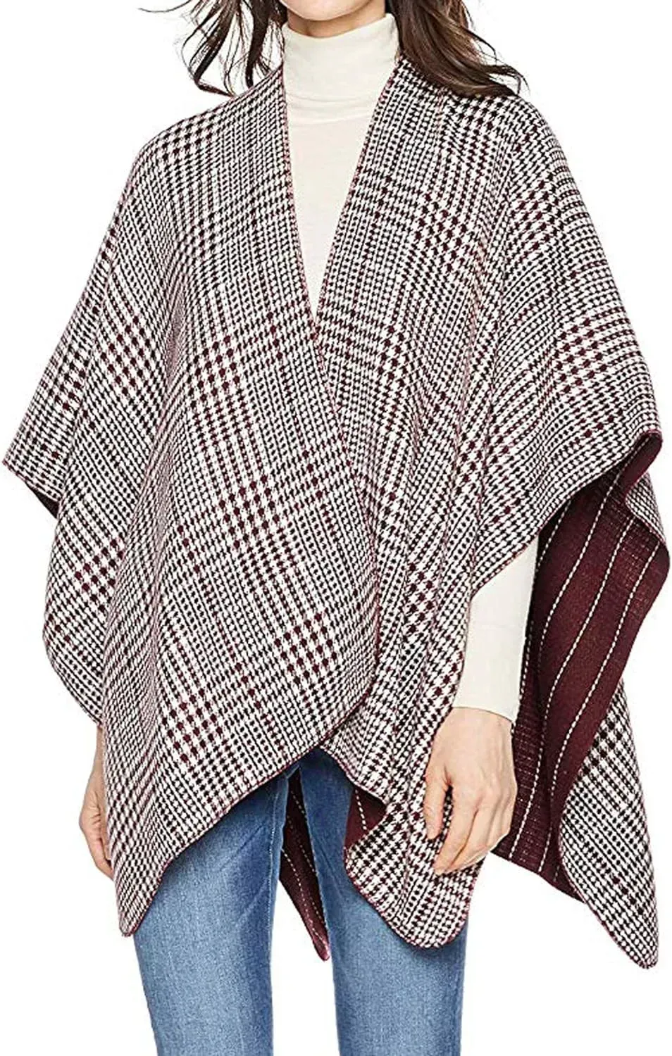 Women's Shawl Wrap Poncho Ruana Cape Open Front Cardigan Shawls for Fall Winter