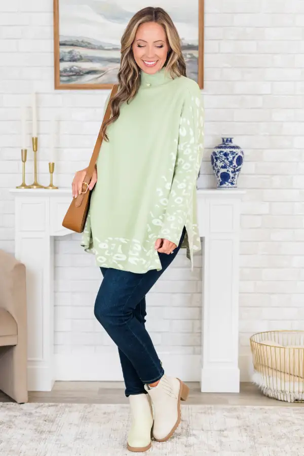 Time To Walk Away Sweater Tunic, Sage