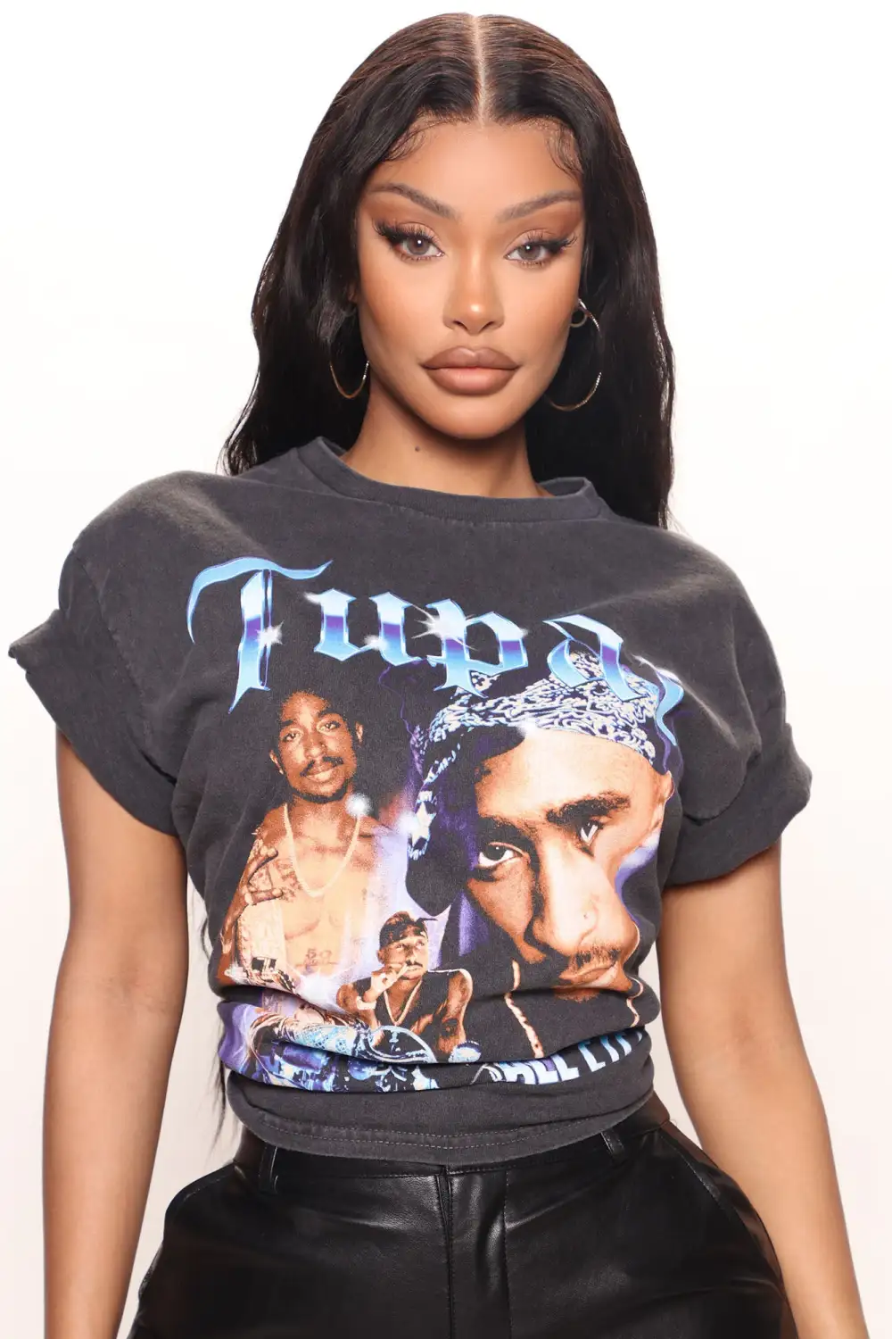 Tupac Old School Graphic Top - Black Wash