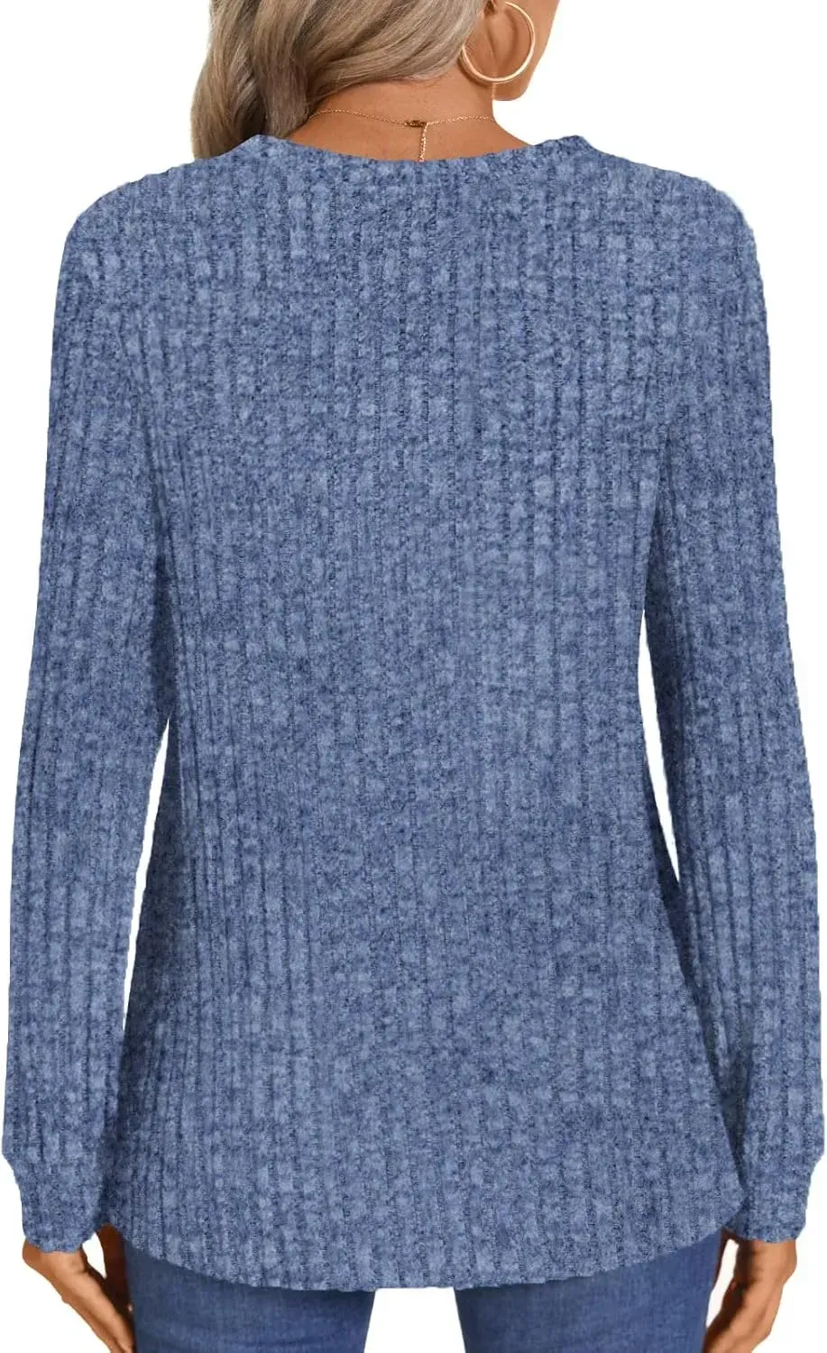 HOTGIFT Womens 2024 Fall Winter Tunic Tops Long Sleeve Casual T-Shirts Soft Comfy Stripe Blouse Lightweight