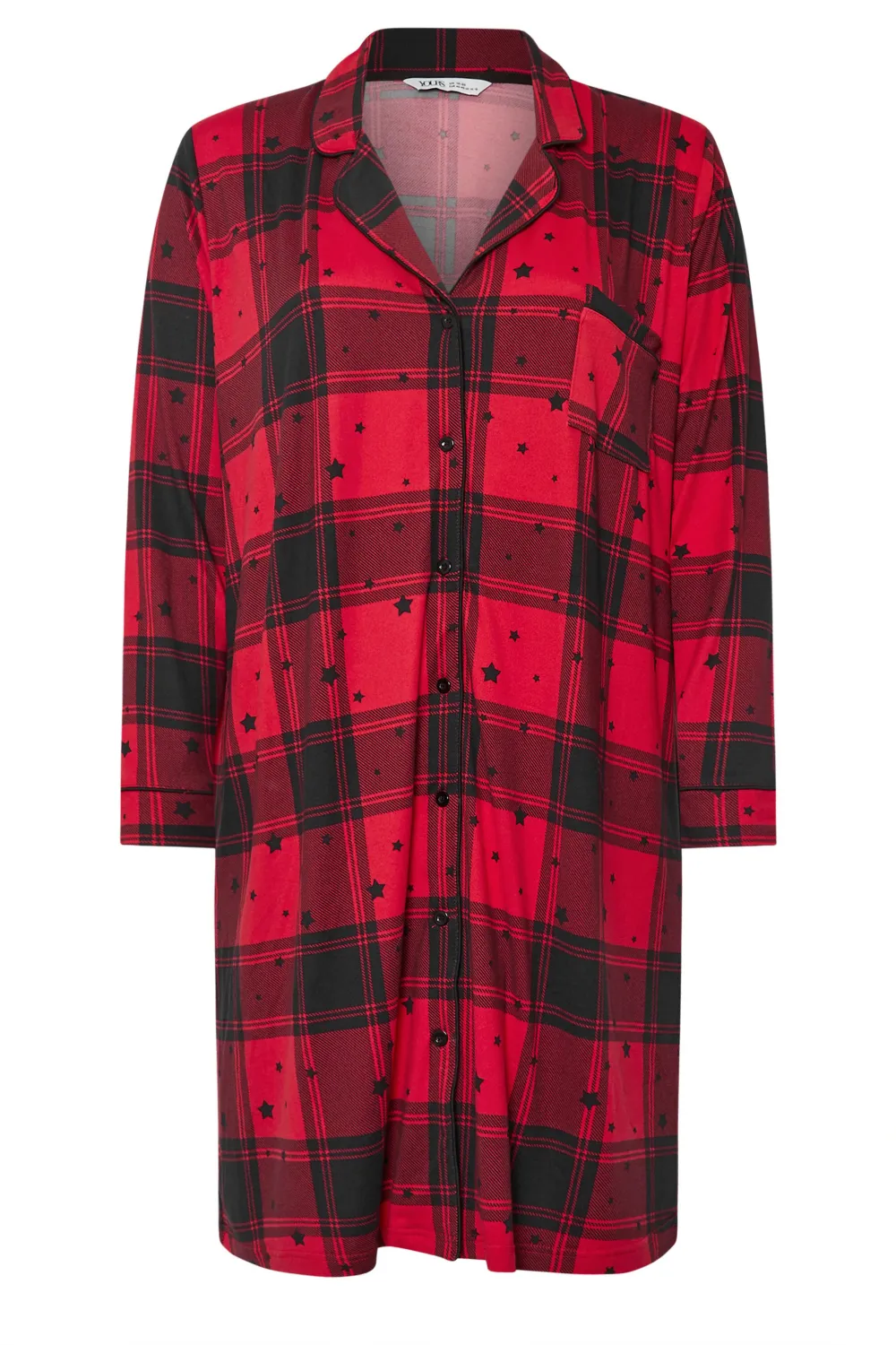YOURS Curve Red Check Print Soft Touch Nightshirt