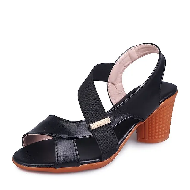 Women's Sandals Block Heel Sandals Ankle Strap Sandals Work Daily Summer Block Heel Low Heel Chunky Heel Peep Toe Vintage Classic Casual PU Leather PU Ankle Strap Solid Color Black Khaki