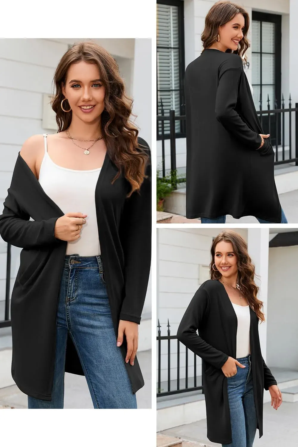 Women's Long Sleeve Lightweight Cardigan with Pockets Jacket