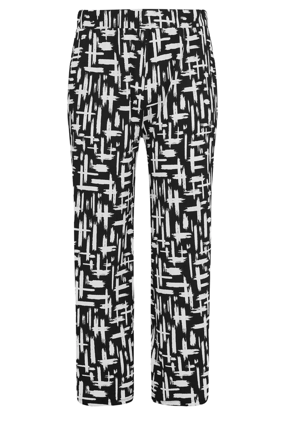 YOURS Curve Dark Grey Abstract Print Textured Wide Leg Trousers