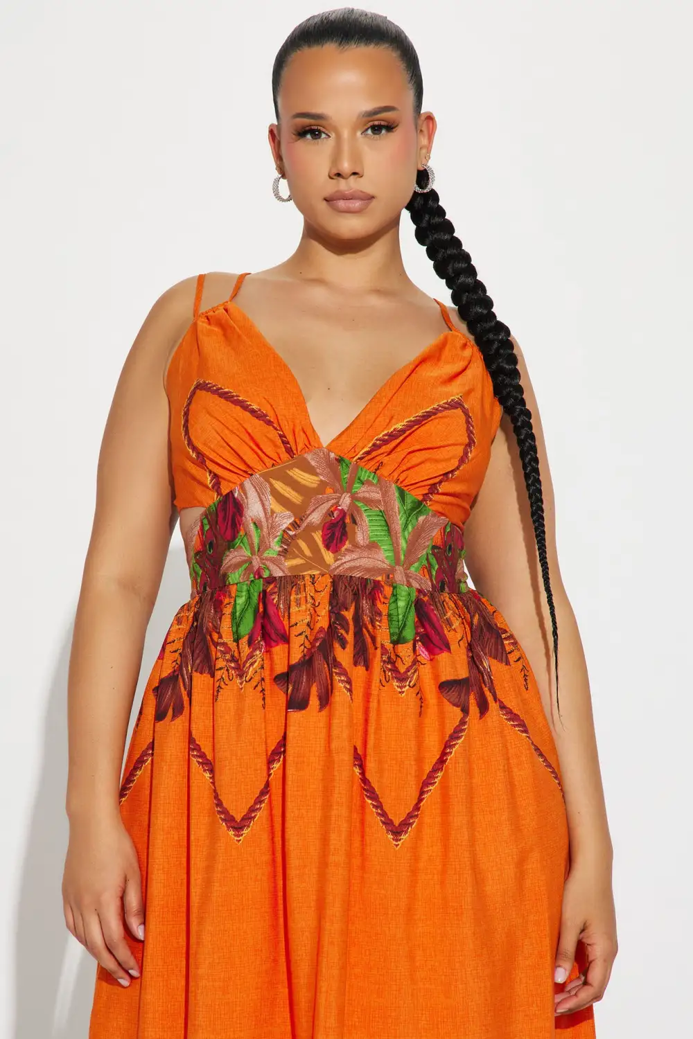 Gracelyn Tropical Maxi Dress - Orange/combo