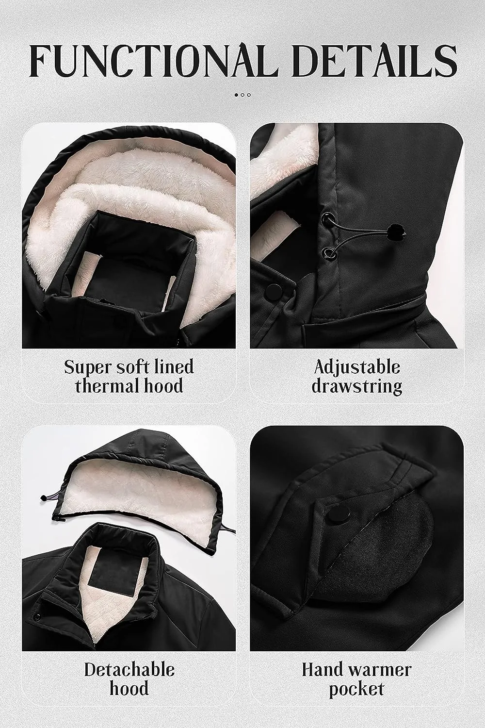 Women's Mid-Length Parka Winter Outerwear Jacket Soft Fleece Warm Snow Coat