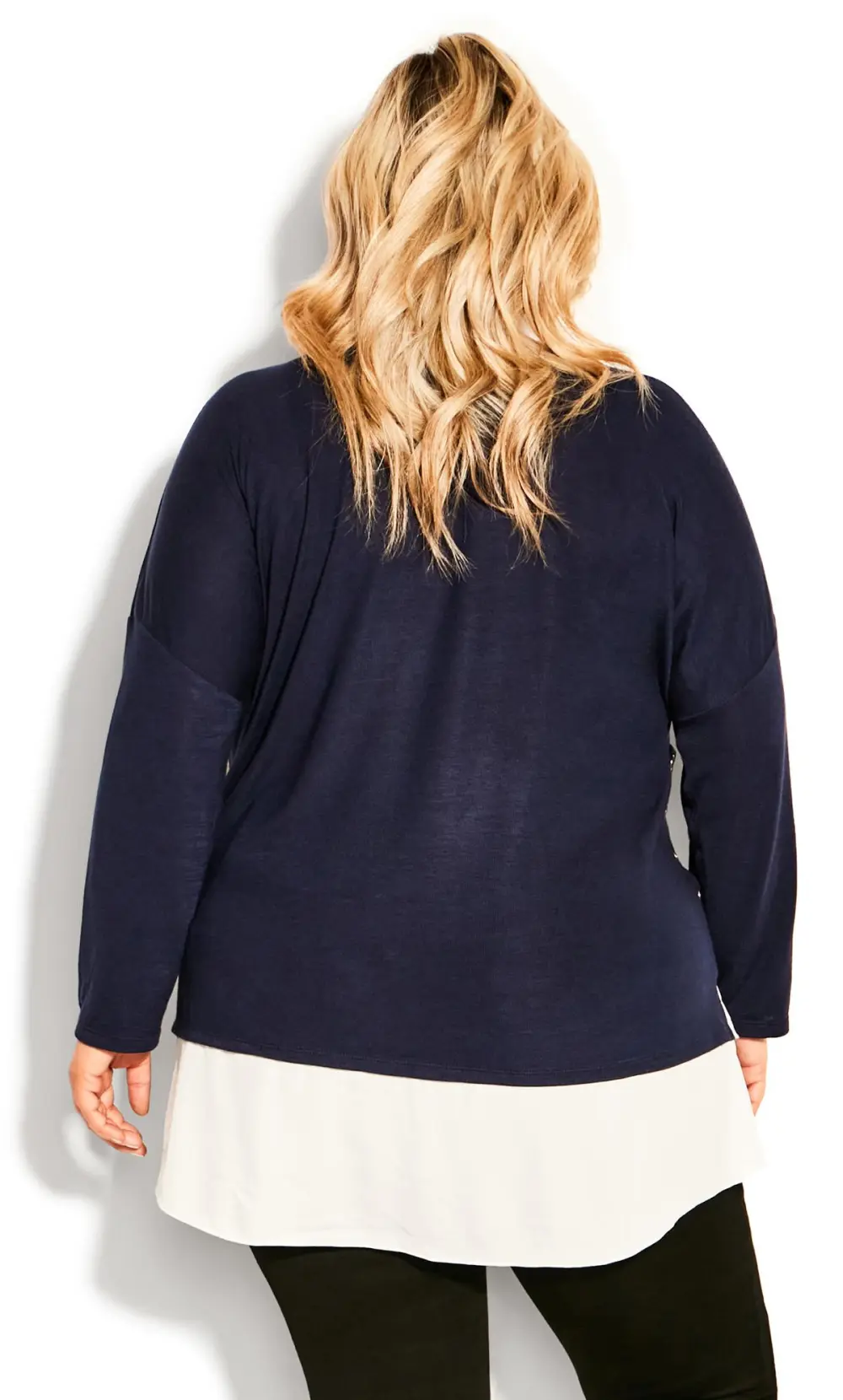 Evans Navy Blue Button Detail Knitted Top