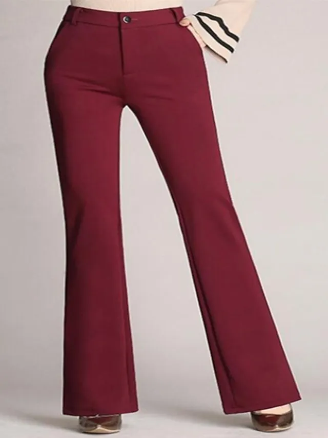Women‘s Dress Work Pants Bootcut Pants Trousers Mid Waist Basic Daily Black 1# Black S M Summer