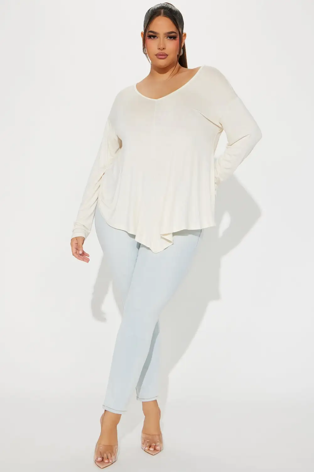 Victoria V-Neck Top - Cream