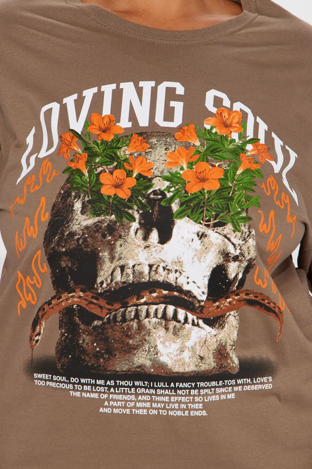 Loving Soul Skull Graphic Tee - Mocha