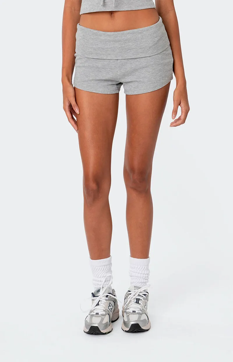Edikted Lizzy Foldover Waffle Shorts