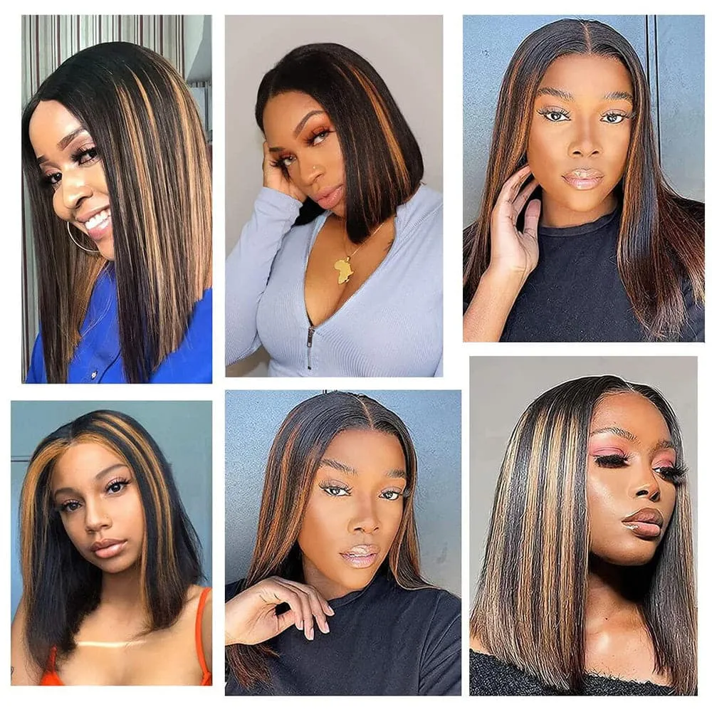 Sterly Straight Ombre V Part Bob Wig No Leave Out #FB30 Highlight Upgrade Thin U Part Wig No Glue