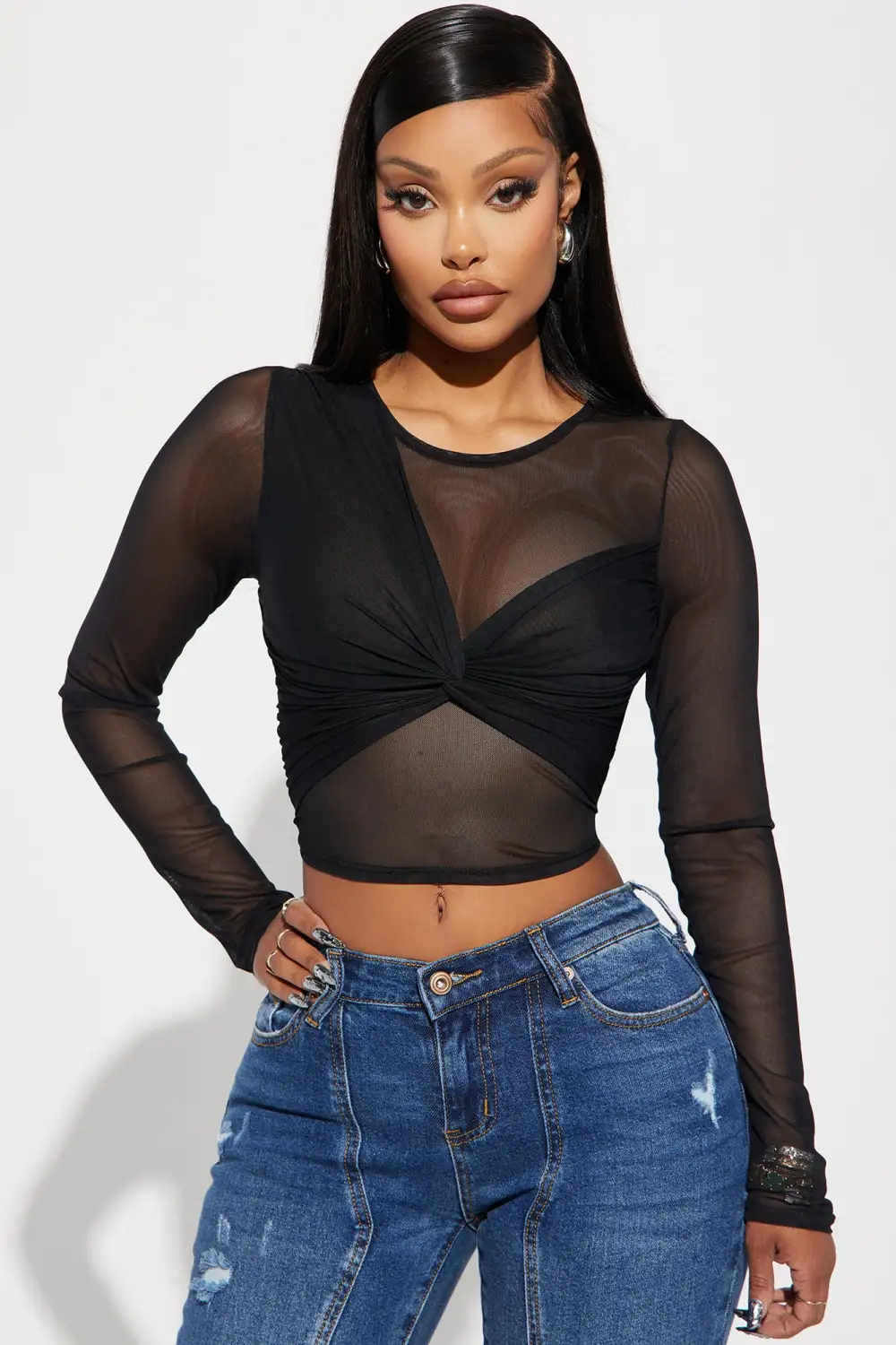 Twist Of Faith Mesh Top - Black