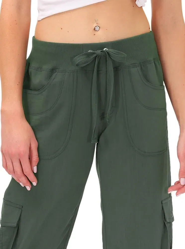 MoFiz Womens Capris with Pockets Loose Fit Casual Capri Pants Dressy Lightweight Ladies Baggy Cargo Pants for Hiking