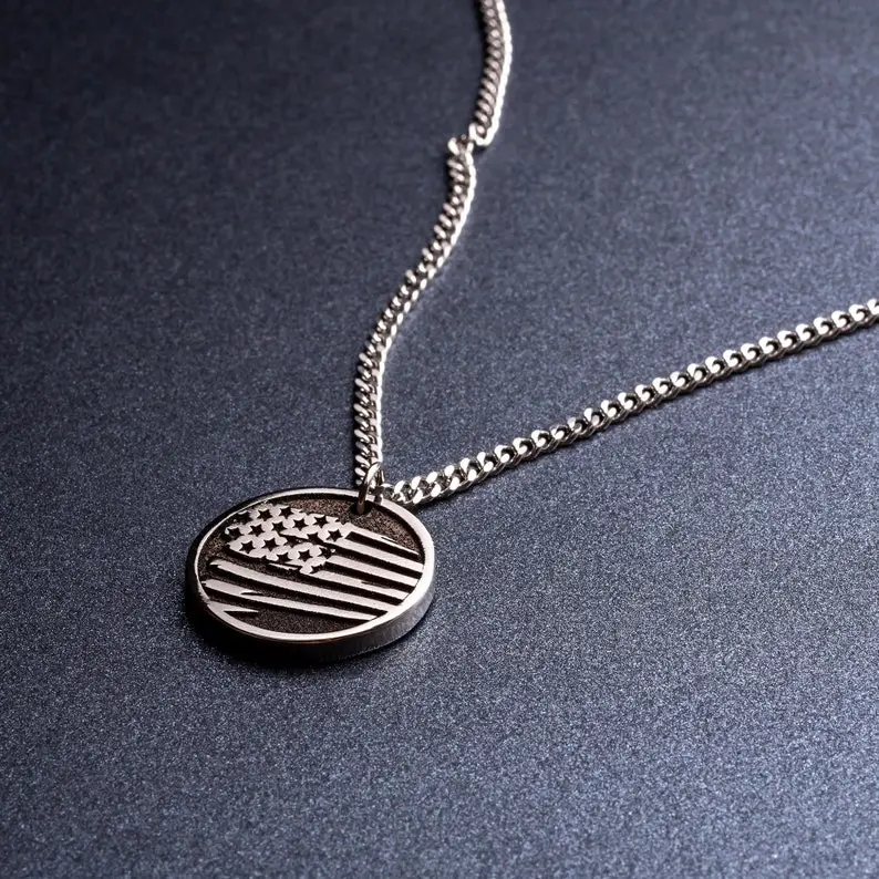 Necklace with the United States Flag. The Stars and Stripes Pendant. U.S. Flag Medallion, 4th July Gift, We the People of the United States
