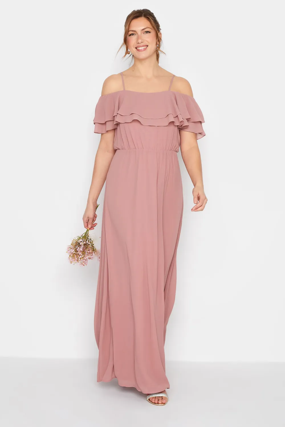 LTS Tall Blush Pink Ruffle Maxi Dress
