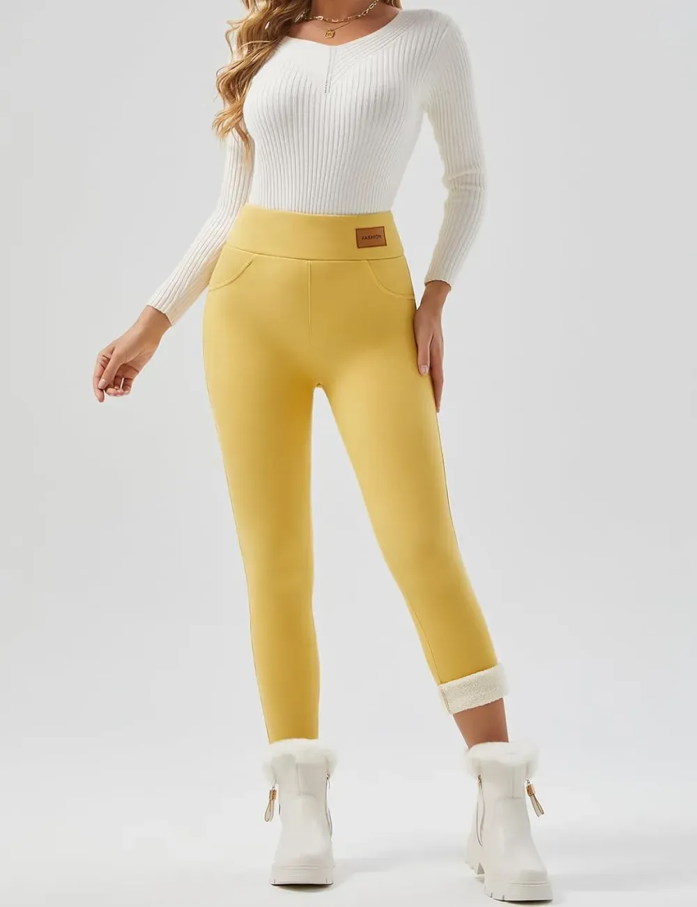 Women Winter Warm Thick Leggings Fleece Lined Stretchy Soft Thermal Sherpa Pants High Waist Tights