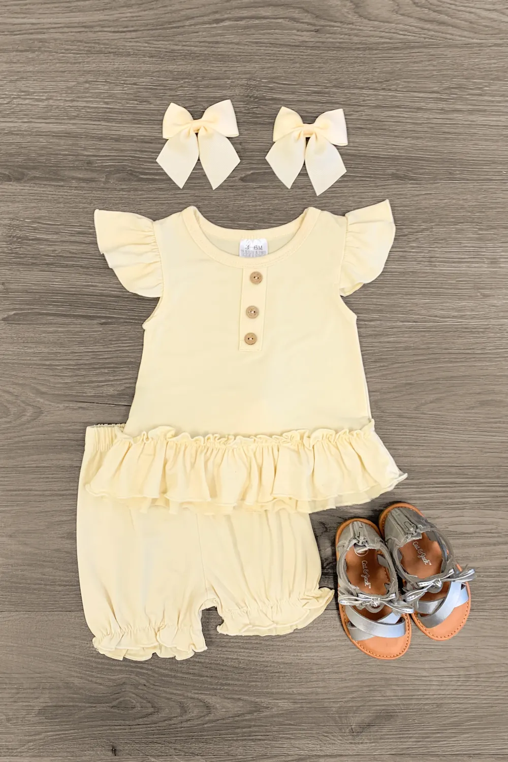 Cream Ruffle Baby Short Set