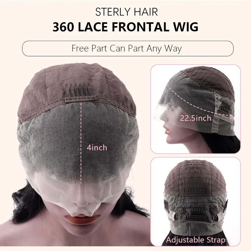 16-34inch 360 Lace Frontal Wig Super Natural Human Hair Wigs 180% Density
