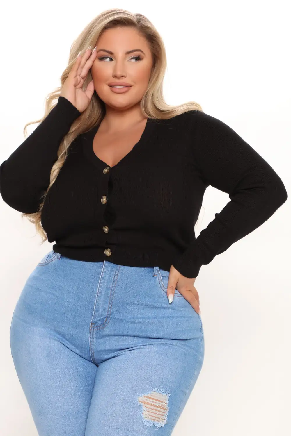 Kassie Button Sweater - Black