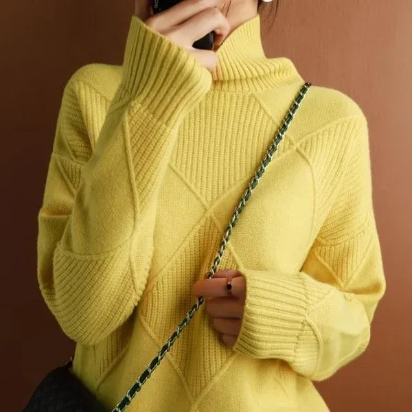 ??Loose Cashmere Turtleneck Sweater Cardigan-FREE SHIPPING