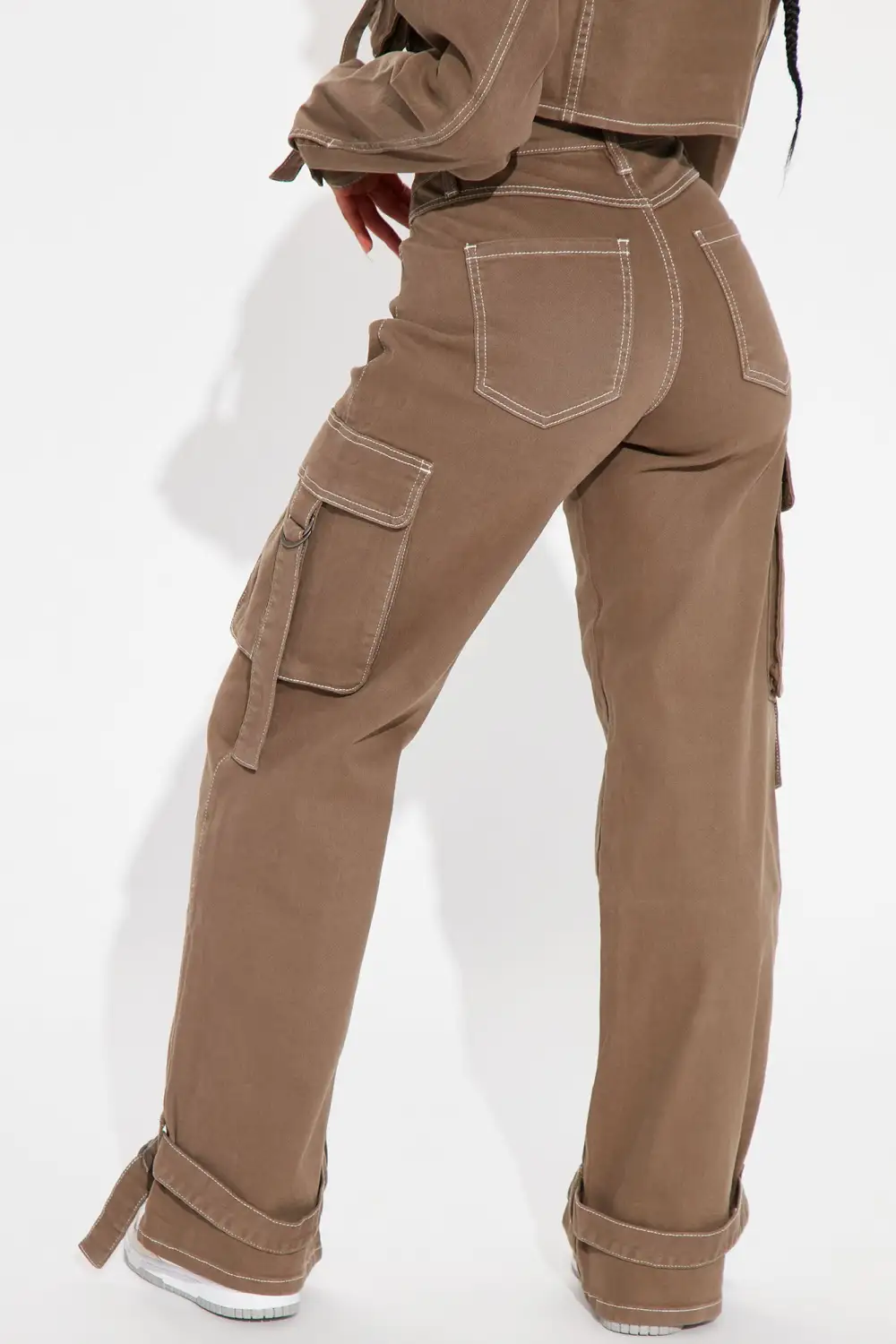 Love Hurts Ankle Strap Cargo Jeans - Olive
