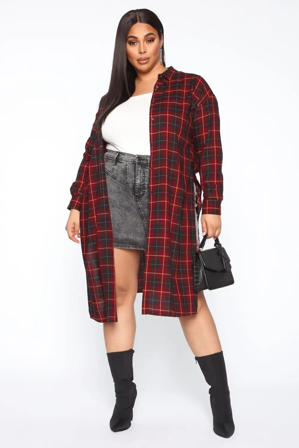 Paris Plaid Maxi Top - Red/Combo