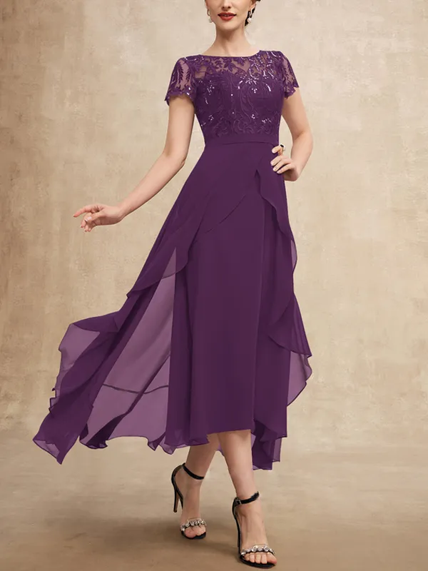 Elegant Lace Chiffon Maxi Dress