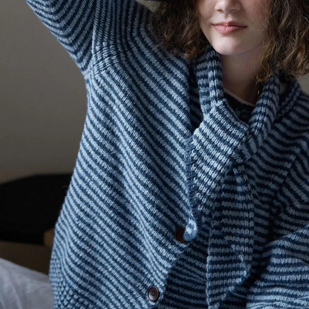 Scarf Knit Striped Sweater