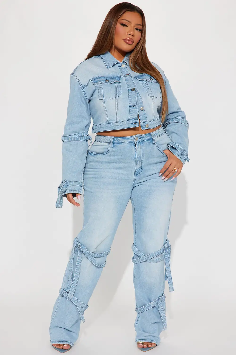 All Tied Up Stretch Straight Leg Jeans - Light Wash