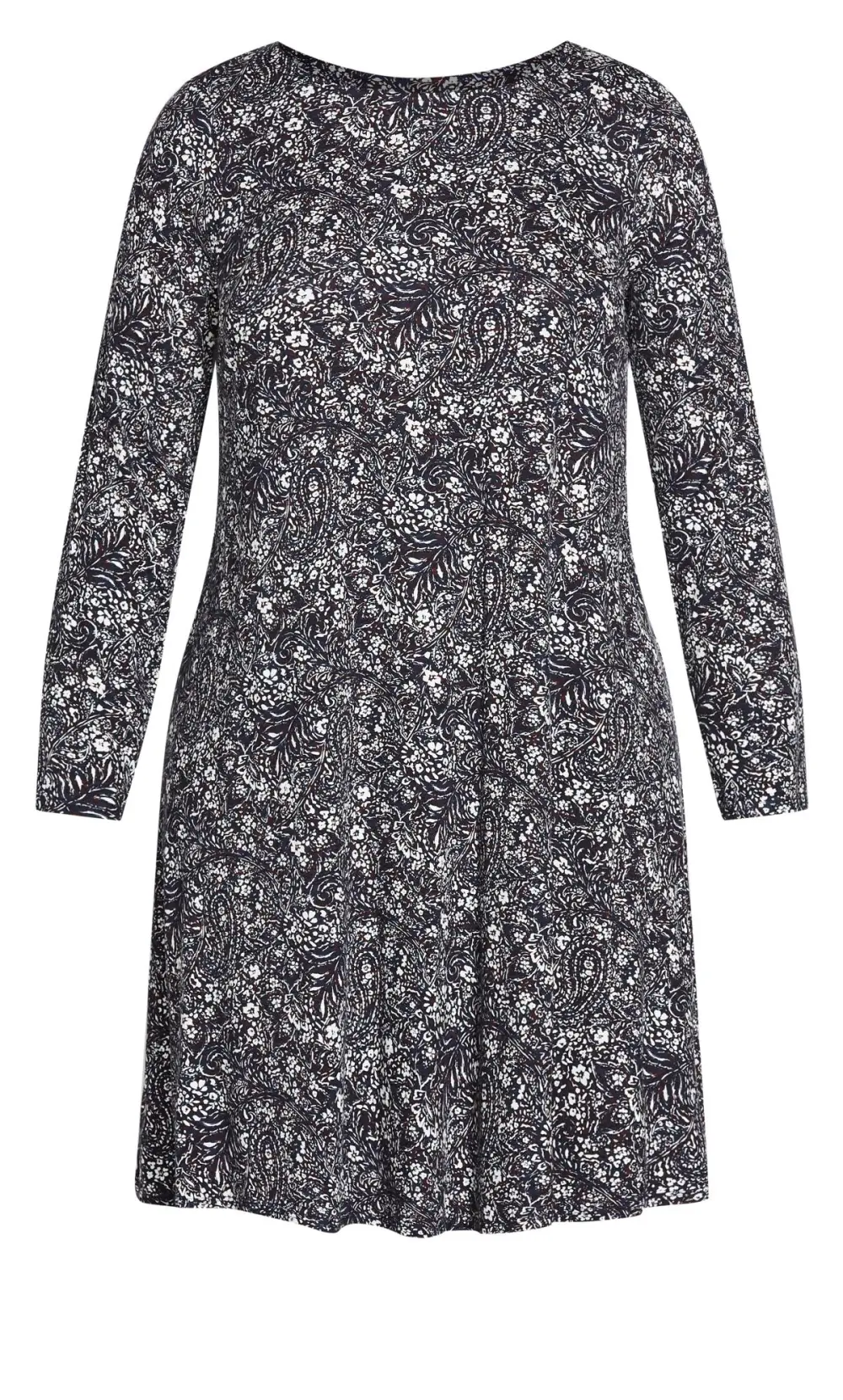 Evans Navy Jersey Printed Swing Dress