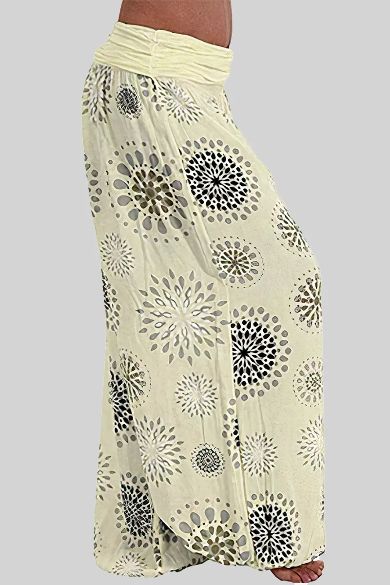 Allover Print Ruched Low Waist Harem Pants