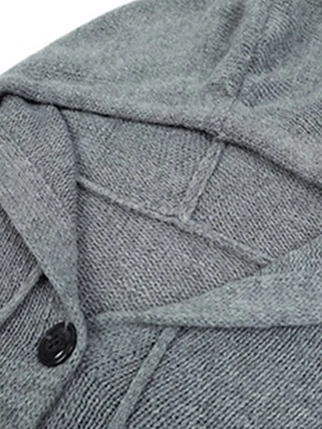 Women's Cardigan Sweater Jumper Ribbed Knit Regular Button Solid Color Hooded Stylish Casual Outdoor Daily Fall Winter Black White S M L