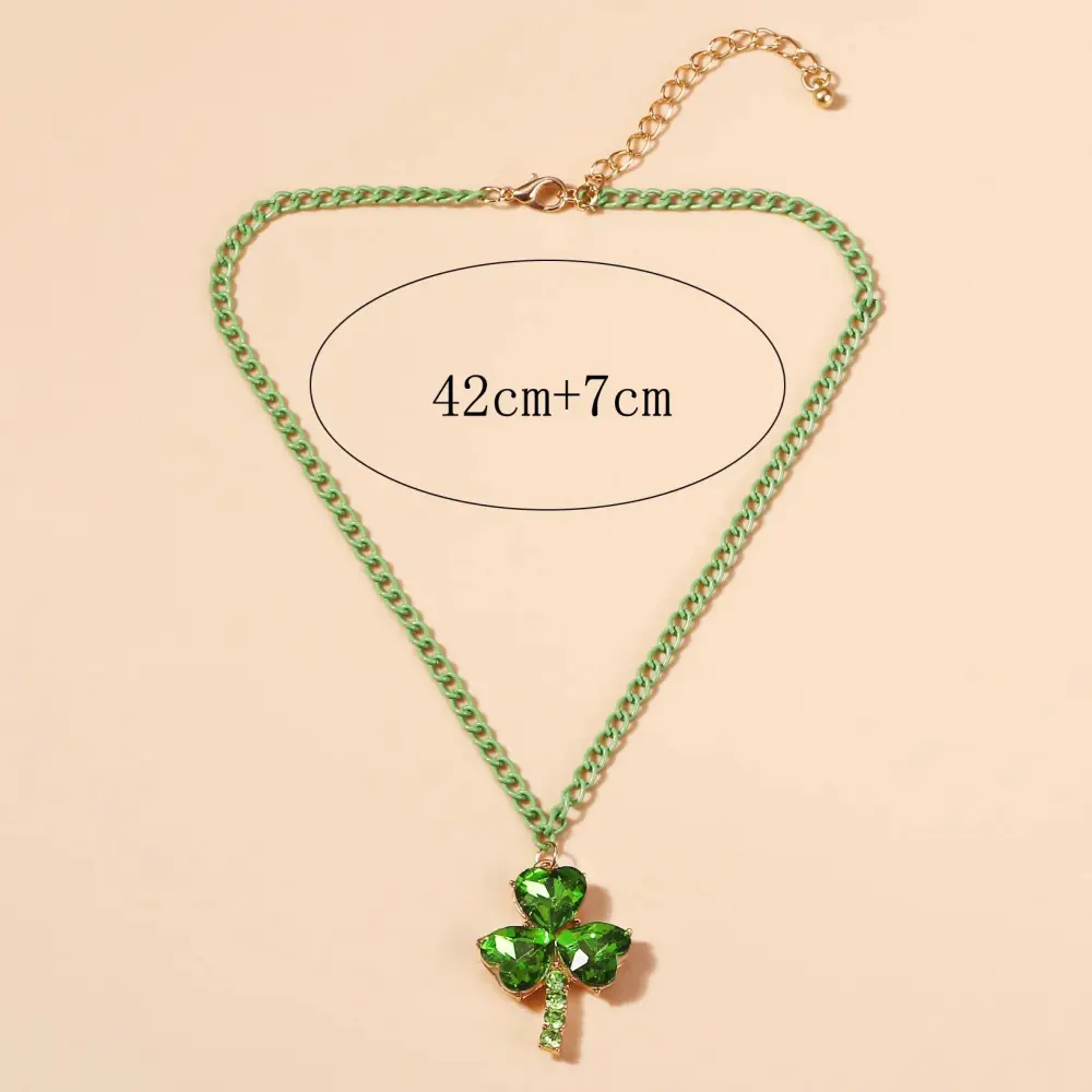 St. Patrick's Day Four-Leaf Clover Dangle Necklace