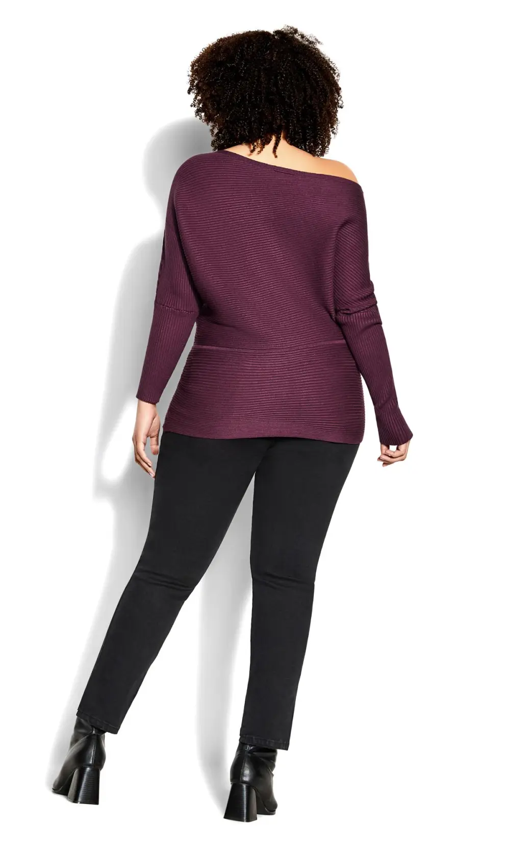 Evans Purple Ribbed Knit One Shoulder Jumper