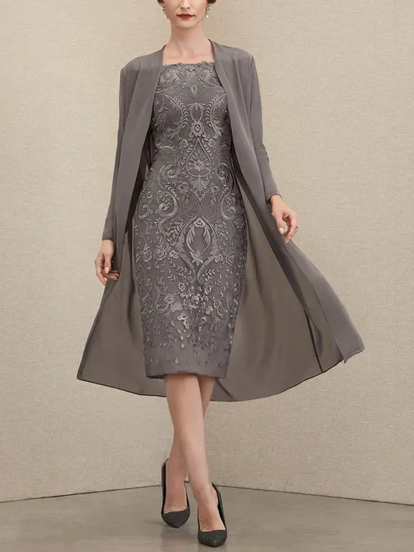 Off-Shoulder Lace Dress Chiffon Top Set