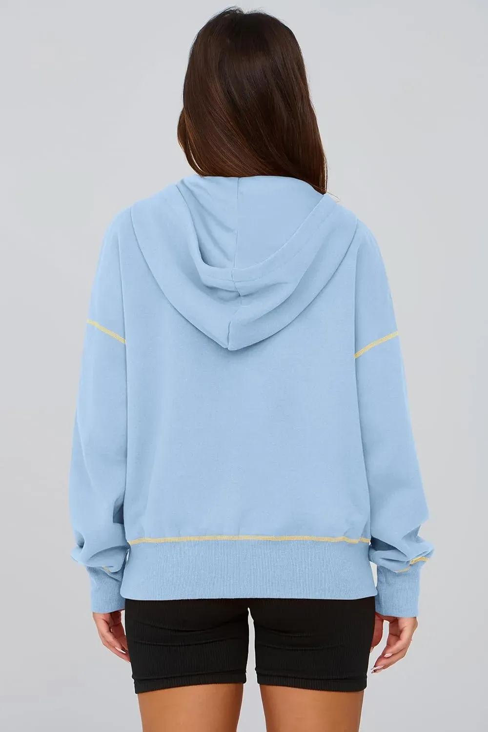 Women's Hooded Sweatshirts Long Sleeve Half Zip Cropped Hoodie Pullover Winter Fashion Clothes
