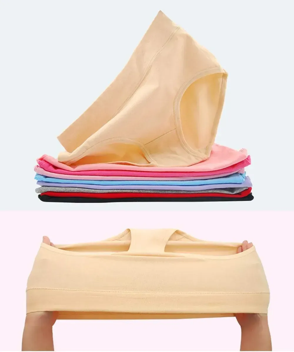 Womens Underwear,Cotton Mid Waist No Muffin Top Full Coverage Brief Ladies Panties Lingerie Undergarments for Women Multipack