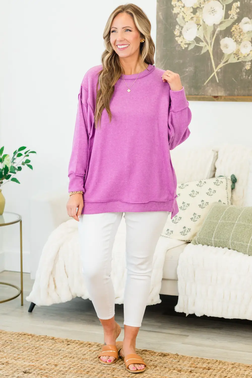 Say Hello Sweater, Bright Violet